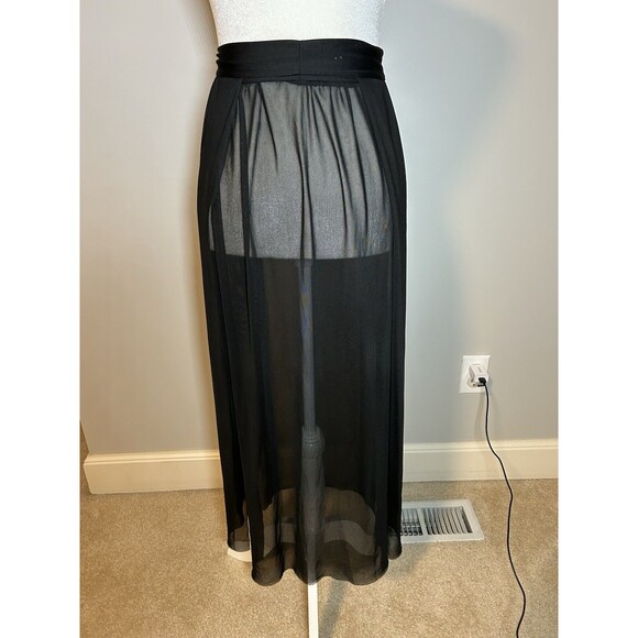 Black Sheer Maxi Skirt Cover Up Elastic Waist Balletcore Size Small - Picture 2 of 5